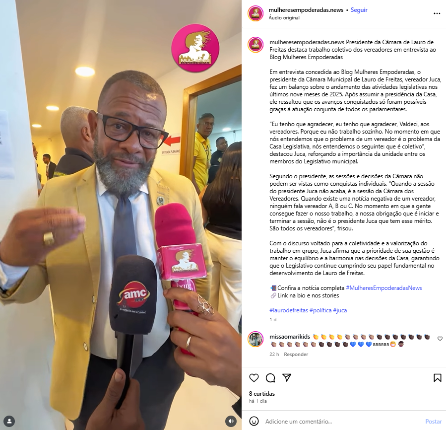 image-7 Presidente da Câmara de Lauro de Freitas destaca trabalho coletivo dos vereadores em entrevista ao Blog Mulheres Empoderadas