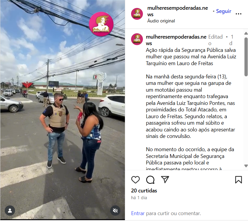 image-4 Ação rápida da Segurança Pública salva mulher que passou mal na Avenida Luiz Tarquínio em Lauro de Freitas